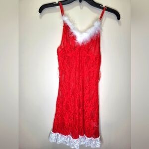 Avidlove small Santa Red dress lingerie no belt Mrs Claus babydoll red white